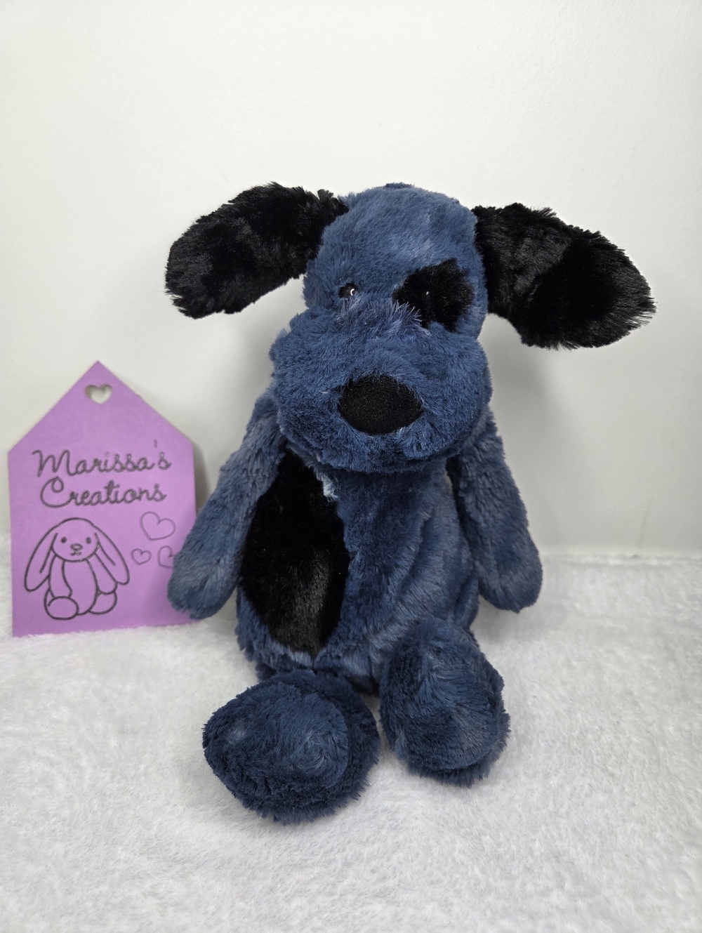 EUC Customized Jellycat Medium Bashful Puppy "Cobalt"